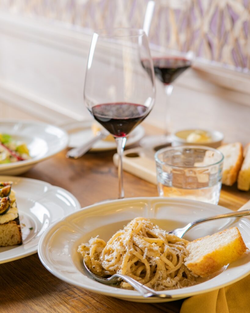 A beautifully plated fresh, handmade Italian pasta dish served at Alta Via restaurant in Fox Chapel.